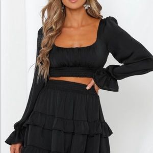 Hello Molly ‘On Screen’ Long Sleeve Crop Top NWT